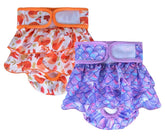 KUTKUT 2 Pcs Female Dog Adjustable Diapers Reusable Washable Super Absorbency Animal Mermaid Dog Nappie Dresses for Dogs in Heat, Period or Excitable Urination, Sanitary Panties - kutkutstyle