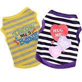 KUTKUT Combo of 2 Stripe Print Pet Vest Breathable Autumn,Spring & Summer Cotton Puppy Sleeveless Shirt for Small Dog and Cat (Size: L, Chest Girth 45cm, Neck Girth 32 cm, Back Length 35 cm)