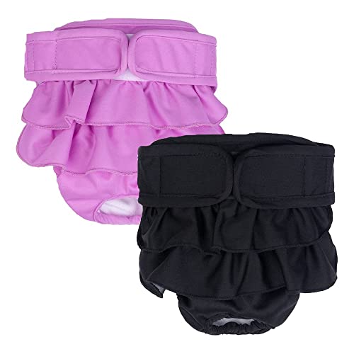 KUTKUT 2Pcs Dog Female Diapers, Washable Dog Diapers Highly Absorbent Reusable Doggie Diapers for Dog Period Panties for Dogs in Heat, Period or