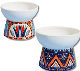 KUTKUT 2 Pcs Ceramic Cat Food Or Water Bowl, Raised Cat Feeder Dishes with Stand, Elevated Pet Food Bowl for Cats and Small Dogs, Stress Free Backflow Prevention & Reduce Neck Burden - kutkut