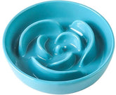 KUTKUT Slow Feeder Dog Bowl, Ceramic Puppy Slow Feeding Dish with Anti-Slip Base, Cat Slow Feeder Puzzle Eating Bowl  Food Dish for Fast Eaters Medium Pets (Capacity 350gm, Light Blue Rose)