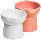 KUTKUT 2 Pcs Ceramic Cat Food Or Water Bowl, Raised Dog Feeder Dishes with Stand, Elevated Pet Food Bowl for Cats and Small Dogs, Stress Free Backflow Prevention, Anti Vomiting - kutkutstyle