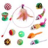 KUTKUT 12 PCS Cat Toys for Indoor Cats, Kitten Toys with Cat Wand Toy, Mint Catnip Toys for Cats with Crinkle Cat Toy Mouse Cat Ball Toy for Indoor Cats Kittens Exercise