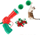 KUTKUT 51Pcs Cat Toy Ball Launcher Gun, Cat Balls Fetch Toy, 50 Pompoms and 1 cat Balls launcher ,Cute Kitten Kitty Toys, Pet Ball Shooter for Training and Playing