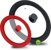 EZYHOME 2 Pcs Universal Pot Lid - Cast Iron Lid - Frying Pan Cover - Skillet Lid - Tempered Glass, Silicone Rim Cool Touch Handle, Steam Vent Dishwasher Safe Multi-sized Lid - kutkutstyle