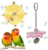 KUTKUT 2PCS Bird Toys for Parakeets Colorful Bird Swivel Wheel Rotating Toys Parrot Chewing Toys Interactive Spinner Rattle Love Bird Toy Bird Cage Accessories for Small Medium Birds