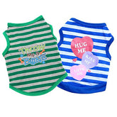 KUTKUT Combo of 2 Stripe Print Pet Vest Breathable Autumn,Spring & Summer Cotton Sleeveless Shirt for Small Dog and Cat (Size: L, Chest Girth 45cm, Neck Girth 32 cm, Back Length 35 cm) - kutk