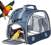 KUTKUT Bird Travel Carrier with Perch & Stainless Steel Tray, Lightweight Breathable Parrot Cage with Removable Wooden Stand Stick and Long Shoulder Strap,Bird Cages for Parakeets Budgie