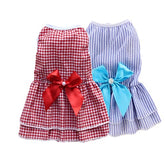 KUTKUT Pack of 2 Striped Dress for Small Girl Puppy Kitten Clothes Female Princess Tutu Frock Skirt Summer Shirt for Chiuhuahua, Kitten Cat Pet Apparel Outfits