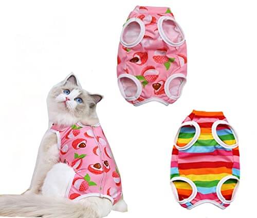 KUTKUT 2 Pack Cats Dog Sterlization Suit, Cat Surgery Recovery Suit | Physiological Poly Cotton Breathable Clothes for Abdominal Wounds or Skin Diseases Hook & Loop Closure Costume - kutkutst