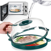 EZYHOME Microwave Splatter Cover, Microwave Plate Cover for Food with Water Steamer and Tray, 10" Microwave Lid with Integrated Handle Splatter Guard, House Essentials for Gift