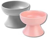 KUTKUT Packof 2Pcs Raised Cat Food Bowls - Ceramic Cat Food and Water Bowl Set - Elevated Pet Feeding Bowls Stress Free for Kitten Elder Cats Small Dogs, Anti Vomiting, Neck Protection