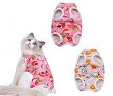 KUTKUT Cat & Dog Sterlization Suit, 2 Pack Cat Surgery Recovery Suit | Physiological Poly Cotton Breathable Clothes for Abdominal Wounds or Skin Diseases Hook & Loop Closure Costume for Cats
