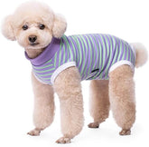 KUTKUT Puppy Kitten Surgical Suit, Surgery Recovery Suit for Female Dogs After Spay, Dog Cats Surgical Onesie with Pee Hole Collar Cone Alternative for Abdominal Wounds (Purple)