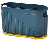 EZYHOME Kitchen Utensil Holder with 3 Compartments, Plastic Storage Utensil Organizer for Countertop, Farmhouse Decor, Rustic Cooking Utensil Kitchen Tool