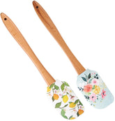 EZYHOME 2Pcs Silicone Spatula with Wood Handle – BPA Free, Heat-Resistant, Ideal for Baking, Mixing & Meal Prep (30cm *6 cm)