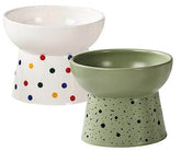 KUTKUT Combo of 2Pcs Ceramic Small Dogs Food Or Water Bowl, Raised Cat Feeder Dishes with Stand, Elevated Pet Food Bowl for Cats and Small Dogs, Stress Free Backflow Prevention & Anti Vomitin