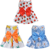 KUTKUT 3 Pcs Dog Dress for Small Dogs Girl, Princess Puppy Dress with Bow for Yorkie Maltese, Summer Pet Clothes Dog Tutu Skirt, Doggie Outfits Cat Apparel - kutkutstyle