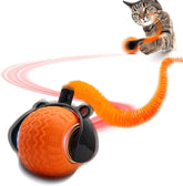 KUTKUT Interactive Cat Toy for Indoor Cats, Speedy Ball with Tail, Automatic Moving Cat Balls for Bored Indoor Adult Cats, 360°Automatic Rolling Ball Toy, Two Speed Adjustment (Orange)