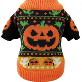 KUTKUT Halloween Small Dog Cat Sweater - Warm Acrylic Wool Knit Pet Pullover With Pumpkin Design, Soft Cozy Outfit For Maltese, ShihTzu, Pekingese etc