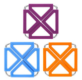 EZYHOME 3Pcs Silicone Trivet Mat Expandable Hot Pot Holder With Stainless Steel Frame Heat Resistant Insulated Hot Pads Coasters Table Dish Mat Tableware Placemat for Hot Pans Bowls