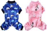 KUTKUT 2 Pcs Dog Bodysuits for Small Dog Boy Girl Fleece Puppy pjs Jammies 4 Leg Dog Clothes for Maltese, Shihtzu Winter Warm Onesies Jumpsuit Clothing for Pet Dogs Male & Female - kutkutstyl
