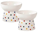 KUTKUT Pack of 2Pcs Ceramic Small Dogs Food Or Water Bowl, Raised Cat Feeder Dishes with Stand, Elevated Pet Food Bowl for Cats and Small Dogs, Stress Free Backflow Prevention & Anti Vomiting