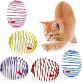 KUTKUT 5Pcs Cat Spring Balls Stretchable Cat Springs Toys Interactive Cat Toys Rolling Cat Balls Colorful Playful Coils Spring Action Toy Caged Rats for Kitten Cat Pet Supplies Indoor Play