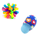 KUTKUT Combo of Colorful Bell Sound Woven Chewing Ball and Funny Plush Squeak Chew Sound Sleeper Design Stuffed Toy for Dogs and Cats - kutkutstyle