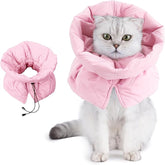 KUTKUT Adjustable Cat Recovery Cone Collar, Lightweight Soft Cat E-Collar Alternative After Spay, Waterproof Comfy Collars to Stop Licking Wound After Surgery, Protective Cone for Kittens/Puppies (Pink)