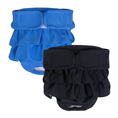 KUTKUT 2 Pack Dog Female Diapers, Highly Absorbent Reusable Doggie Diapers, Washable Pant for Dog Period Panties Dresses for Dogs in Heat, Period or Excitable Urination - kutkutstyle