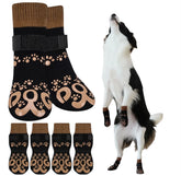 KUTKUT Dog Socks to Prevent Licking Paws - Double Side Dog Booties for Hot Pavement, Dogs Paw Sock, No Twist Dogs Socks for Hardwood Floors Anti Slip (Brown Black )