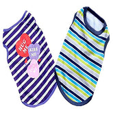 KUTKUT Combo of 2 Striped Print Pet Vest Breathable Autumn,Spring & Summer Puppy Cotton Sleeveless Shirt for Small Dog and Cat (Size: L, Chest Girth 45 cm, Neck Girth 32 cm, Back Length 35 cm
