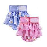 KUTKUT 2 Pcs Female Dog Adjustable Diapers Washable Reusable Super Absorbency Leak-Proof Dog Nappie Dresses for Dogs in Heat, Period or Excitable Urination, Sanitary Panties Dress - kutkutsty