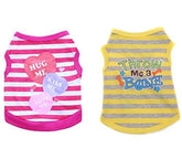 KUTKUT Combo of 2 Stripe Print Pet Vest Breathable Autumn,Spring & Summer Cotton Sleeveless Shirt for Small Dog and Cat (Size: L, Chest Girth 45cm, Neck Girth 32 cm, Back Length 35 cm) - kutk