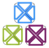 EZYHOME 3Pack Silicone Trivet Mat Expandable Hot Pot Holder with Stainless Steel Frame for Home Kitchen Heat Resistant Insulated Hot Pads Coasters Table Dish Mat Tableware Placemat