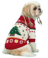 KUTKUT Christmas Dog Sweater, Soft Knitted Winter Pet Sweater With Christmas Tree Design, Warm Turtleneck Pullover For Small Dogs and Cats