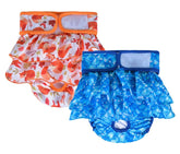 KUTKUT 2 Pcs Female Dog Adjustable Diapers Washable Reusable Super Absorbency Leak-Proof Dog Nappie Dresses for Dogs in Heat, Period or Excitable Urination, Sanitary Panties Dress - kutkutsty