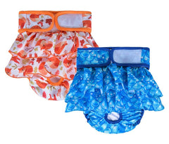 KUTKUT 2 Pcs Female Dog Adjustable Diapers Washable Reusable Super Absorbency Leak-Proof Dog Nappie Dresses for Dogs in Heat, Period or Excitable Urination, Sanitary Panties Dress - kutkutsty