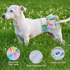 KUTKUT 2 Pcs Female Dog Adjustable Diapers Reusable Washable Super Absorbency Jungle Mermaid Dog Nappie Dresses for Dogs in Heat, Period or Excitable Urination, Sanitary Panties - kutkutstyle