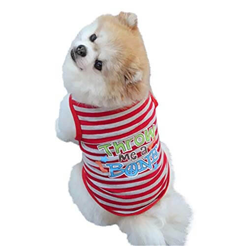 KUTKUT Combo of 3 Stripe Print Sleeveless Cotton Sweat Shirt for Puppy, Small Dog and Cat (Size: L, Chest Girth 45cm, Back Length 35 cm) - kutkutstyle