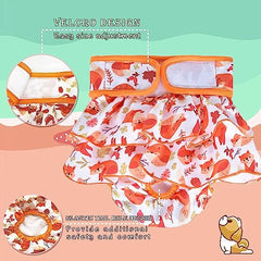 KUTKUT 2 Pcs Female Dog Adjustable Diapers Reusable Washable Super Absorbency Leak-Proof Dog Nappie Dresses for Dogs in Heat, Period or Excitable Urination, Sanitary Panties Dress - kutkutsty
