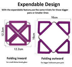 EZYHOME 3Pack Silicone Trivet Mat Expandable Hot Pot Holder with Stainless Steel Frame for Home Kitchen Heat Resistant Insulated Hot Pads Coasters Table Dish Mat Tableware Placemat