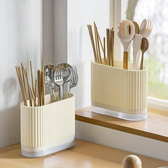 EZYHOME Countertop Cutlery Drying Holder Utensil Holder Cutlery Drainer Tableware Holder Box Tabletop Separated Fork Chopstick Kitchen Storage Cutlery Utensil Organizer