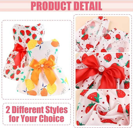 KUTKUT 2 Pcs Dog Girl Dresses, Small Dogs Clothes Girls Outfit for Pets Puppy Dresses Floral Summer Cute Female Cat Small Doggi Dress For ShihTzu, Poodle etc