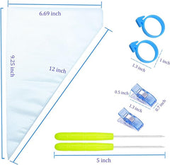 EZYHOME 122Pieces Tipless Piping Bags-100pcs Disposable Piping Pastry Bag for Royal Icing/Cookies Decorating -10 Pastry Bag Ties,10 Clips &2 Scriber Needle -Best Cookie/Cake Decorating Tools (10 Inch)