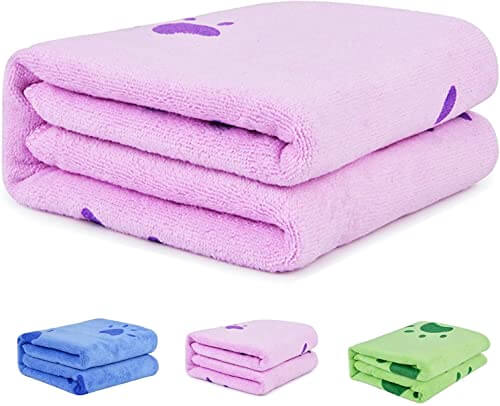 KUTKUT Pack of 2Pcs Dog Cat Towel, Looluuloo Microfiber Drying Towels for Dog, Dog Bath Towel, Beach Towel, Absorbent Towel Suitable for Small Medium & Large Dogs (Size: 140cm x 70cm)