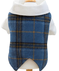 KUTKUT Small Dog Plaid Shirt Vest - Classic Blue Checkered Pet Outfit With Buttons & White Collar, Stylish Puppy & Kitten Clothing For Special Occassions