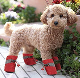KUTKUT 2 Sets 8Pcs Washable Small Dog Shoes | Rain &Snow Dog Booties | Breathable Paw Protector, Anti-Slip Upgraded Soft Soled with Adjustable Drawstring For ShihTzu, Poodle, Bichon Frise etc
