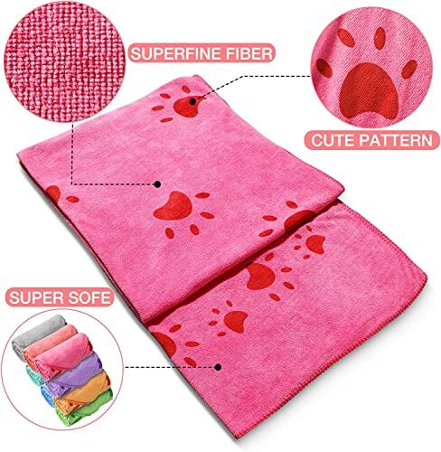 KUTKUT Pack of 2 Dog Cat Towel, Looluuloo Microfiber Drying Towels for Dog, Dog Bath Towel, Beach Towel, Absorbent Towel Suitable for Small Medium & Large Dogs (Size: 140cm x 70cm) - kutkutst